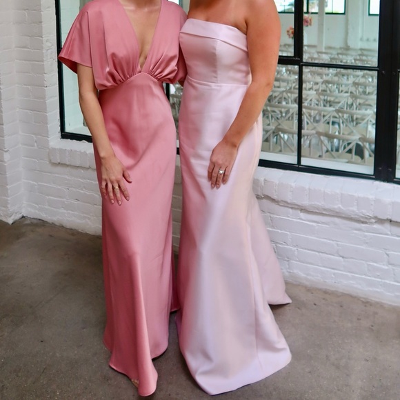 ALFRED SUNG Pink Strapless Wedding Dress - Picture 2 of 4